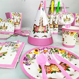 Brain Giggles Unicorn Birthday Theme Disposable Tableware Set for 10 Kids– 136 Pcs
