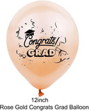 Brain Giggles Graduation Rose Gold, Black & Confetti Balloons- Set of 15 pcs