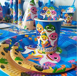 Brain Giggles Baby Shark Disposable Tableware Set for 10 Kids –136 Pcs