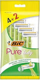 BIC Pure 3 Lady Disposable Razors with Triple Blade and Moisturising Strip - ( Pack of 4+2 )
