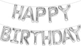 Brain Giggles Silver 16 Inch Happy Birthday Foil Balloons Banner