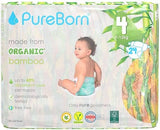 PureBorn Organic Bamboo Ultra Soft (7 - 12 kg) Nappies Size 4 Sunflower Print - 96 Pcs