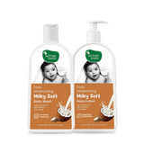 Mother Sparsh Milky Soft Baby Wash & Lotion 200ml - Pack of 2 - Laadlee
