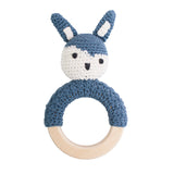 Sebra Crochet Rattle Siggy On Ring - Blue