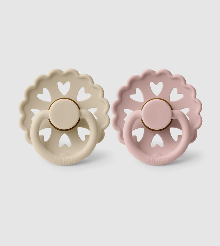 Frigg Fairytale Latex Baby Pacifier 6M-18M, 2Pack, Cream/Blush - Size 2 - Laadlee