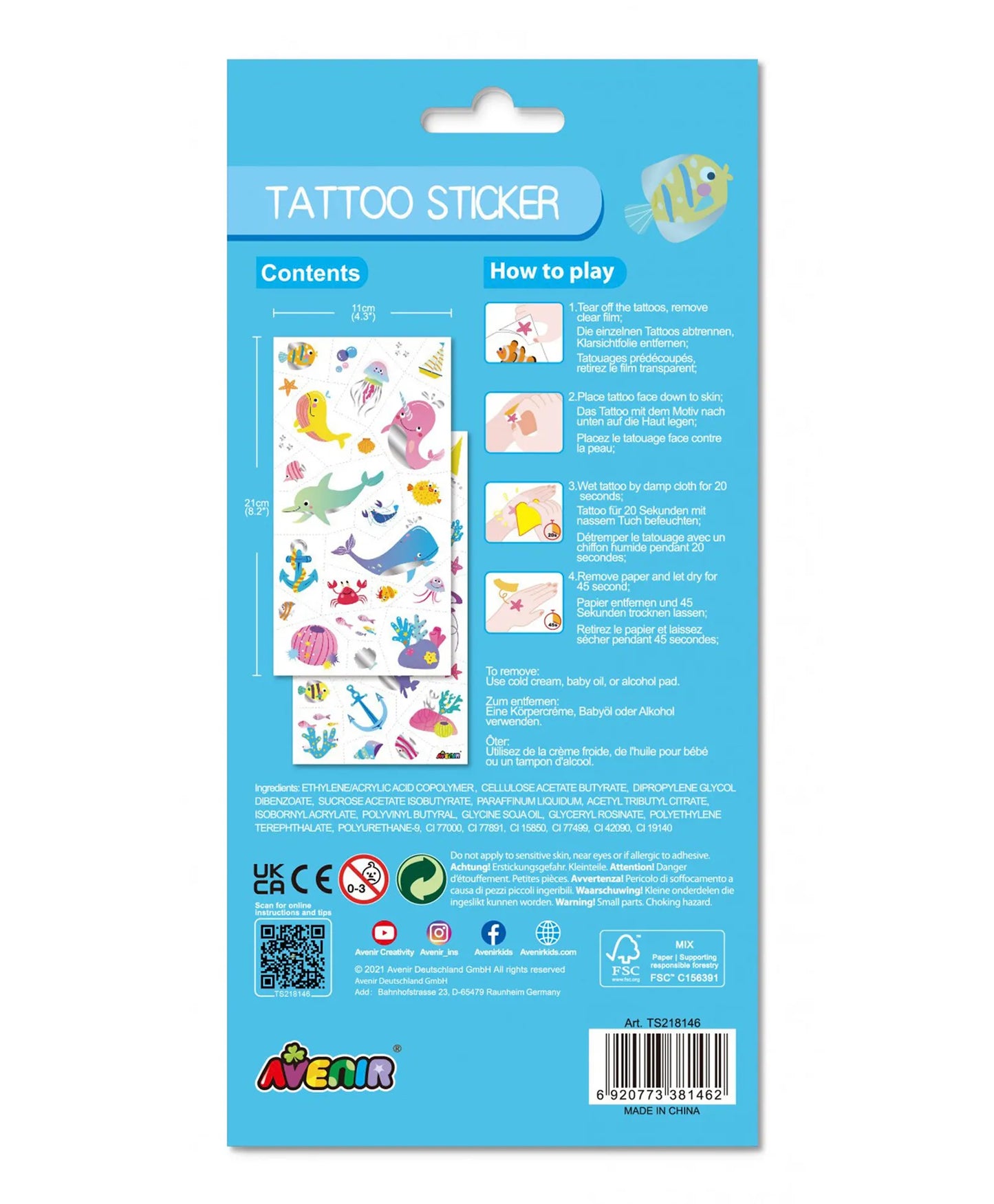 Avenir Tattoo Sticker - Sea Animal - 52pc - Laadlee