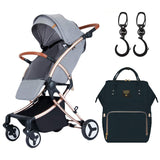 Teknum Feather Lite A1 Grey Stroller With Sunveno Black Diaper Bag And Hooks