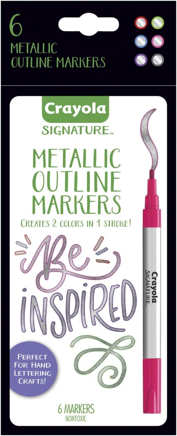 Crayola Signature Metallic Outline Paint Markers - Pack of 6 - Laadlee