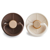 Frigg Little Viking Latex Baby Pacifier 6M-18M ,Pack of 2 , Cocoa / Cream - Size 2