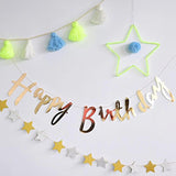 Brain Giggles Metallic Gold Happy Birthday Cardstock Banner 5Inch