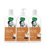 Mother Sparsh Milky Soft Baby Wash, Shampoo & Lotion 200ml - Pack of 3 - Laadlee