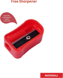 Nataraj Platinum 2B Extra Dark Pencil - 12Pcs Pack + Eraser, Sharpener Inside