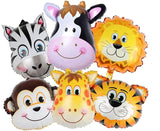 Brain Giggles Jungle Safari Zoo Animals Foil Balloons Set- 6 pcs