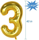 Brain Giggles 3 Number Foil Balloon 40inch - Gold