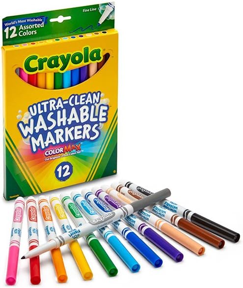 Crayola Ultra-Clean Washable Fine Line ColorMax Markers - Pack of 12 - Laadlee