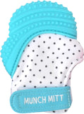 Malarkey Kids Munch Mitt Teething Mitten Polka Dots - Aqua Blue - Laadlee
