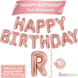 Brain Giggles Rose Gold 16 Inch Happy Birthday Foil Balloons Banner
