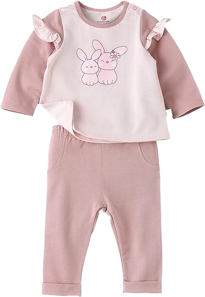 Elegant Kids Long Sleeve T-Shirt and Pyjama Set - Bunny - Laadlee