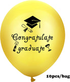 Brain Giggles Graduation Latex Balloons - Gold and Black (Pack of 12)