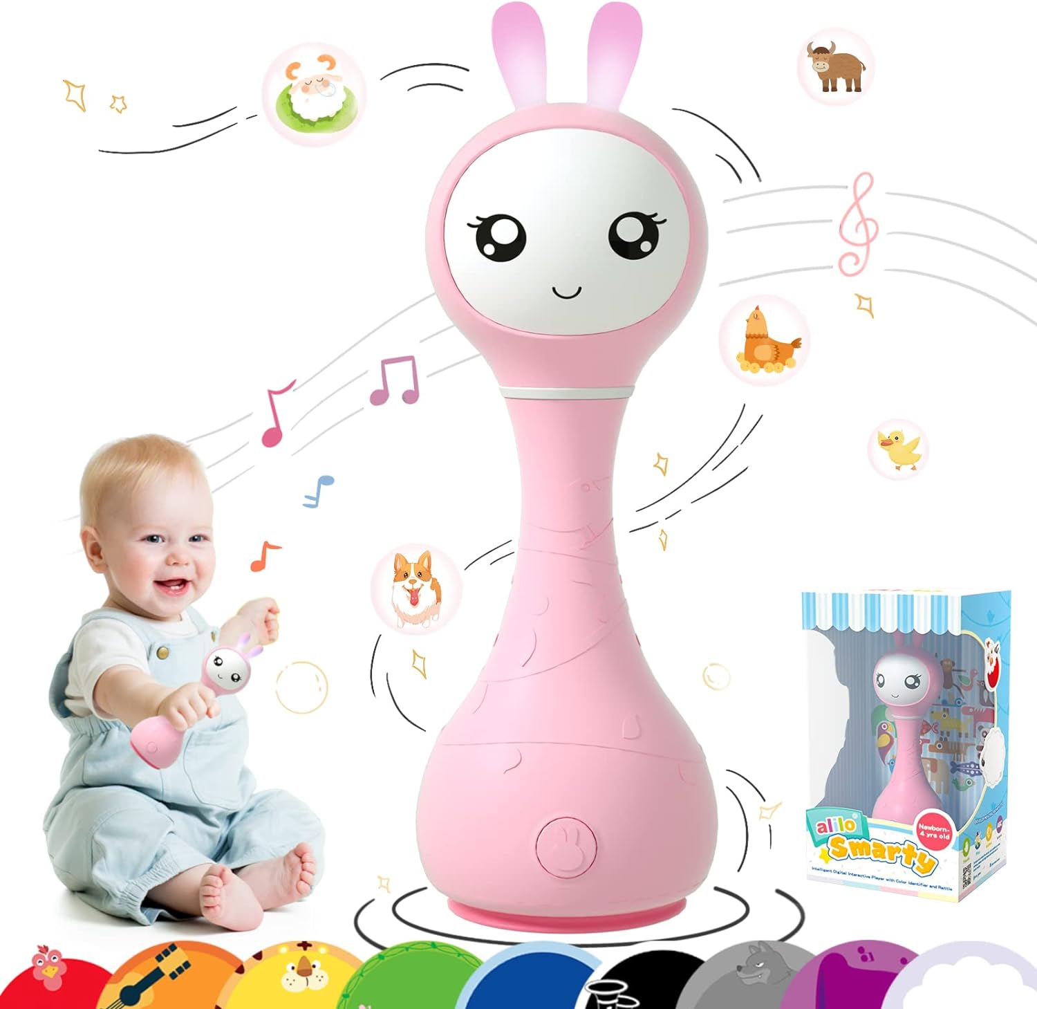 Alilo Smarty Shake and Tell Rattle - Pink - Laadlee