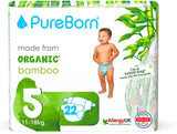 PureBorn Organic Bamboo Ultra Soft (11 - 18 kg) Nappies Size 5 Assorted Print - 22 Pcs