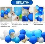 Brain Giggles Balloon Arch Kit – 113 Pcs White, Blue, & Gold Confetti Balloons with Balloon Strip, Glue Dots, & Knotter for Party Decoration