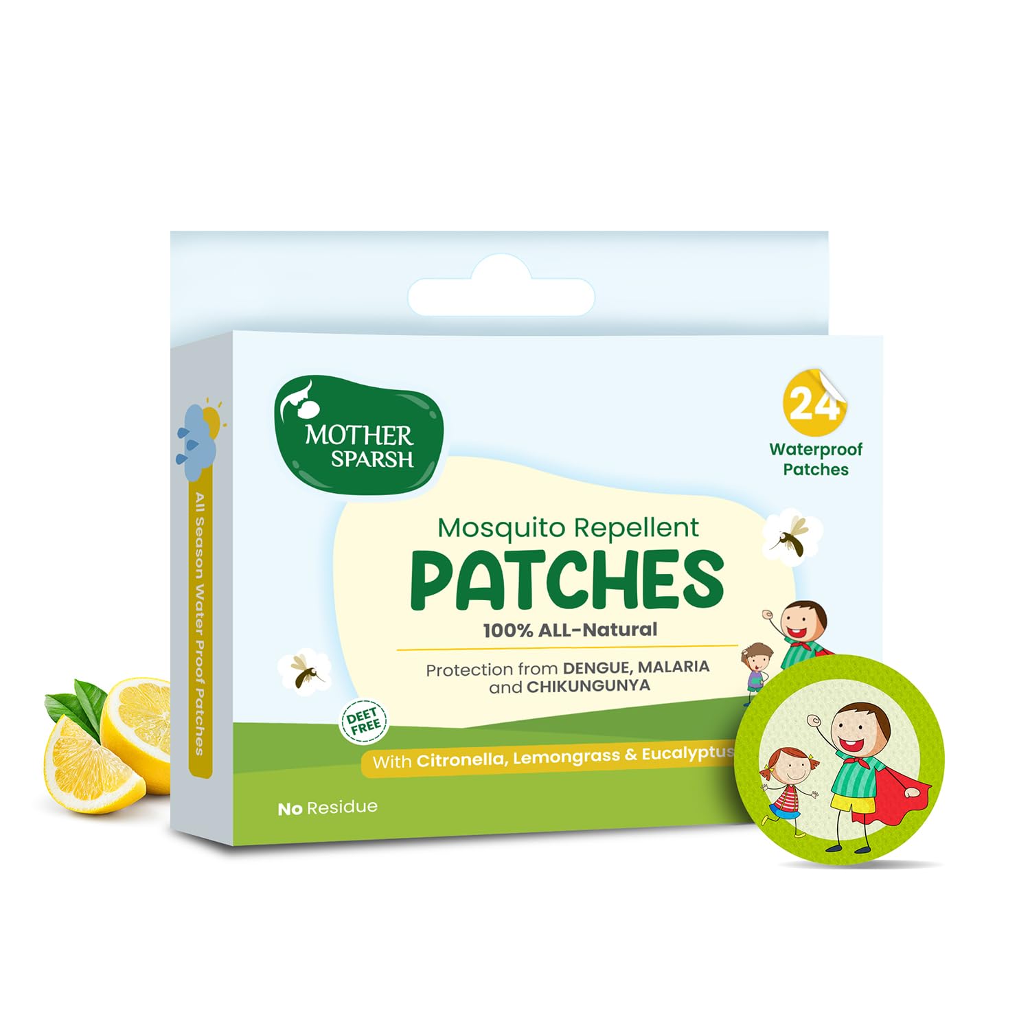 Mother Sparsh Natural Insect Repellent Patches for Babies - Pack of 24 - Laadlee