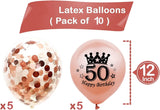 Brain Giggles 50th Happy Birthday Rose Gold Latex & Confetti Balloons Set – 10Pcs