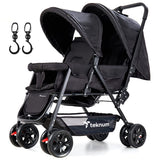 Teknum Double Baby Stroller With Hooks - Black