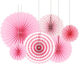 Brain Giggles Hanging Pink Paper Fans Decoration Set – 6Pcs