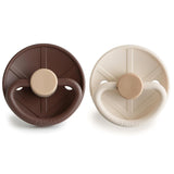 Frigg Little Viking Silicone Baby Pacifier 6M-18M ,Pack of 2 , Cocoa / Cream - Size 2