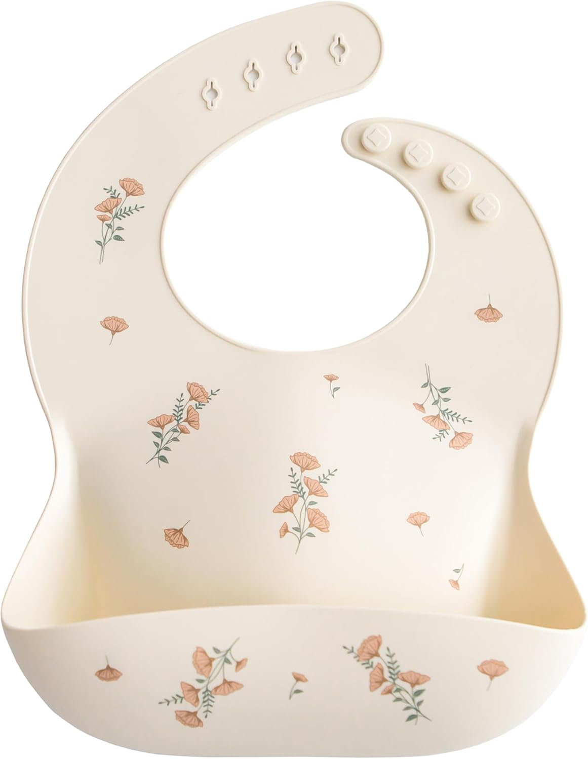Mushie Silicone Bib Pink Flowers - Laadlee