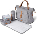 BabaBing Erin Tote 2 In 1 Diaper Bag With Hooks And Changing Pad – Grey