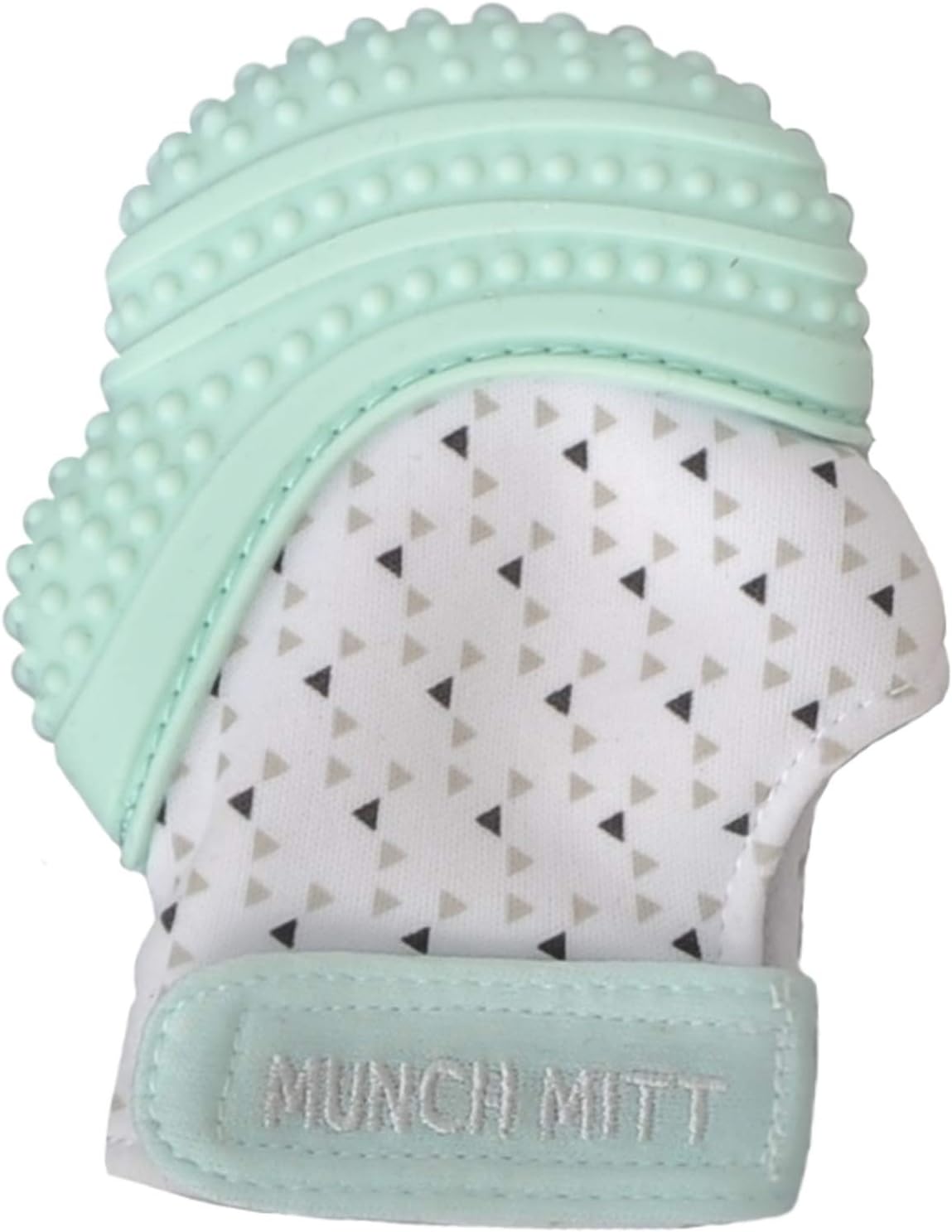 Malarkey Kids Munch Mitt Teething Mitten Triangles - Mint Green - Laadlee