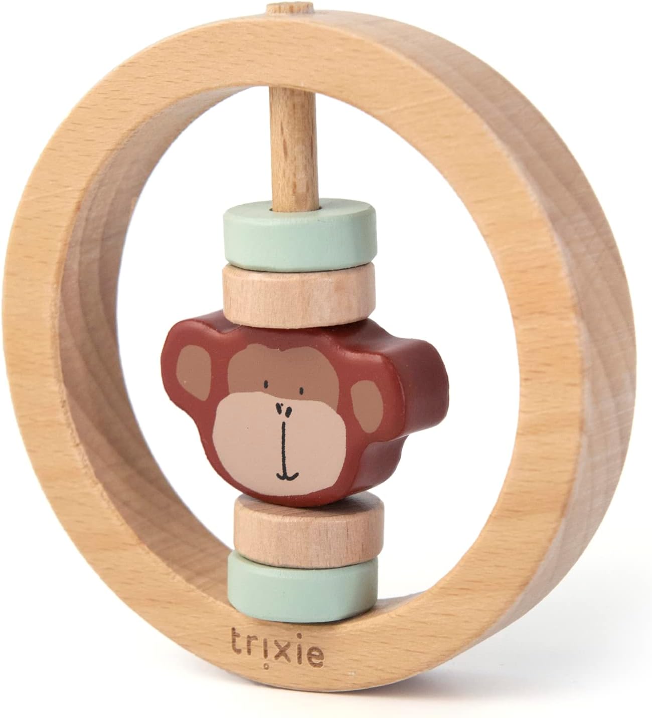 Trixie Wooden Round Rattle - Mr. Monkey - Laadlee