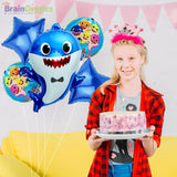 Brain Giggles Shark Theme Foil Balloon Set for Ocean Theme Parties - 5 Pcs.