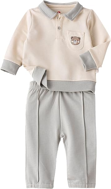 Elegant Kids Long Sleeve T-Shirt and Pyjama Set - Brown Bear - Laadlee