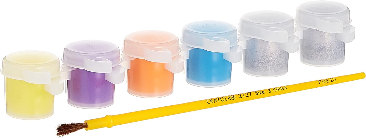 Crayola Washable Glitter Effects Paint Pots - Pack of 6 - Laadlee