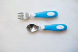 Dr. Brown's Soft Grip Spoon & Fork Set - Blue - Laadlee