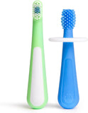 Ubbi Training Set for Babies and Toddlers, 2-Stage Toothbrush Set WIth Silicone and Soft Bristle - Polaris + Zest