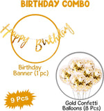 Brain Giggles Gold Happy Birthday Decoration Set - 9 Pcs