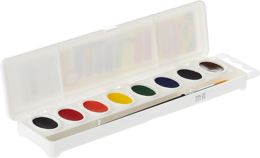 Crayola Semi-moist Oval Watercolor Pans with 1 Taklon Brush - Pack of 8