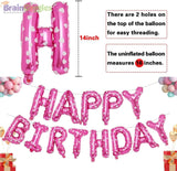 Brain Giggles Pink 16 Inch Happy Birthday Foil Balloons Banner