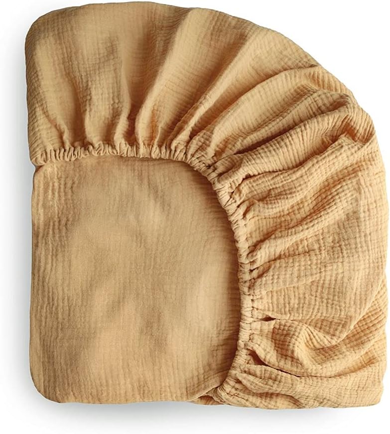 Mushie Crib Sheet Medium Fall Yellow - Laadlee
