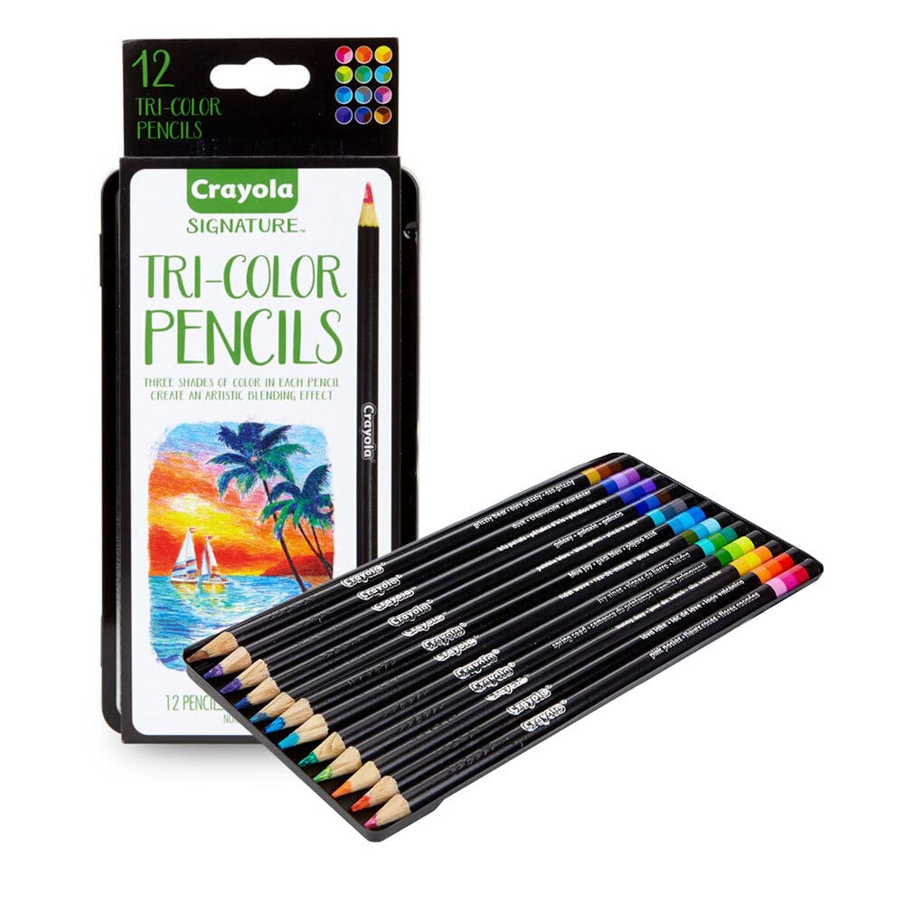 Crayola Tri-Shade Colored Pencils with Decorative Tin - Pack of 12 - Laadlee