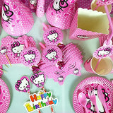 Brain Giggles Hello Kitty Birthday Party Disposable Tableware Set for 10 Kids – 136 Pcs