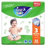 Fine Baby Diapers Size 3 Medium 4-9 kg 52pcs