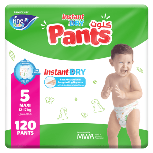 Fine Baby Instant Dry Pants - Size 5 | Maxi | 12-17kg | 120pcs - Laadlee