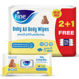 Fine Baby All Body Wipes Chamomile and Aloe Vera Essence - 72 Sheets x Pack of 3