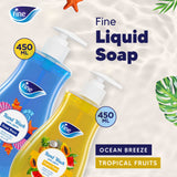 Fine Liquid Hand Wash - 450ml x 2 Bottle of Ocean Breeze and Tropical Fruits Scent